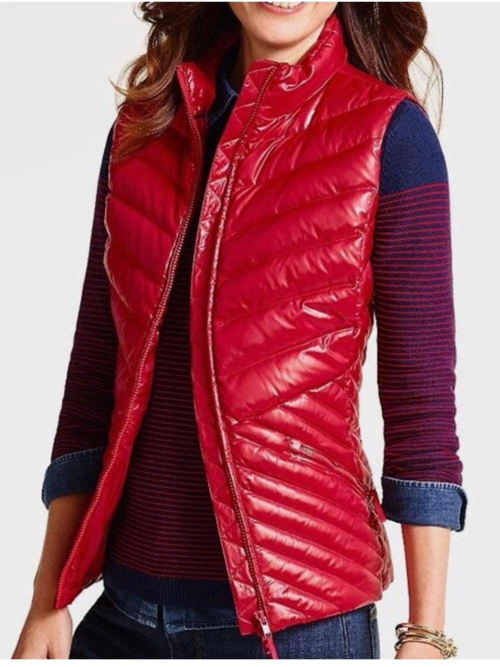 Talbots Candy Apple Red Quilted Puffer Vest size Large